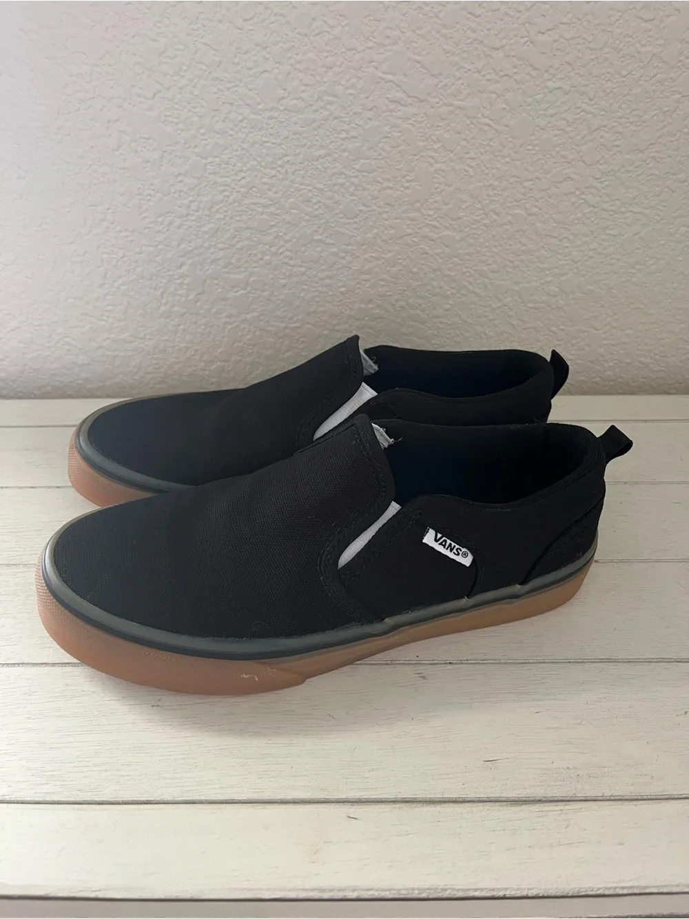 Vans Black Slip-On Sneakers with Gum Sole